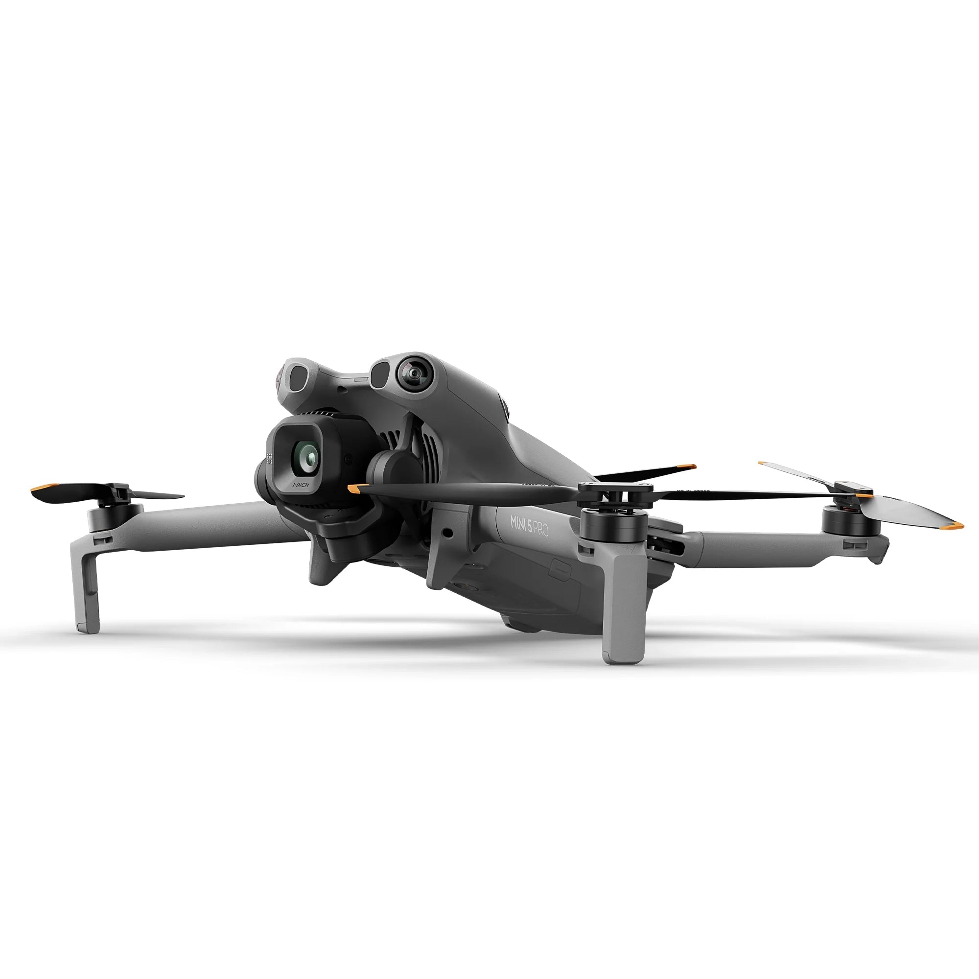 Dji Mini 5 Pro Drone unfolded on the ground shot on a white background