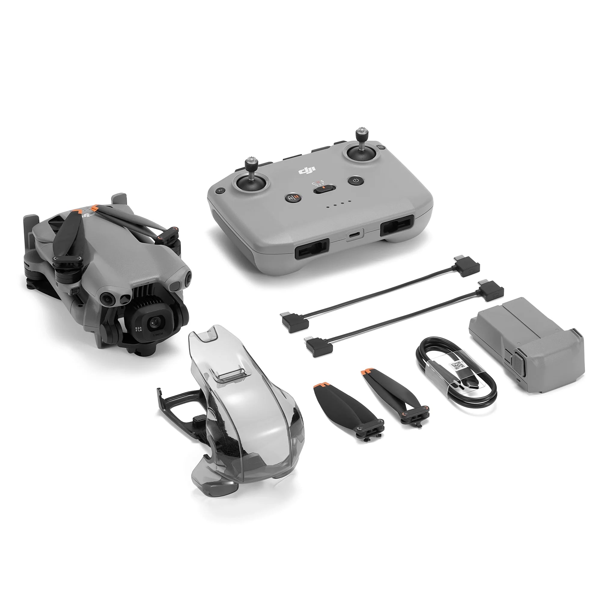 Box contents of a DJI Mini 5 Pro with RC-N3 controller on a white background 
