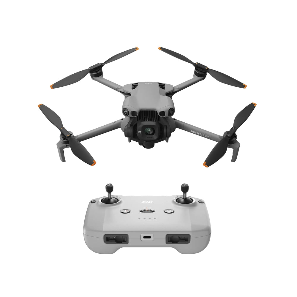 DJI Mini 5 Pro Drone with RC-N3 Controller on a white background